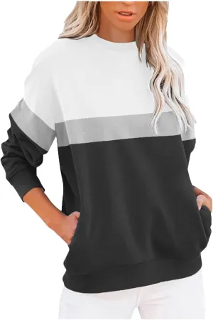 Womens Tops Long Sleeve 2024 Casual Crew Neck Solid Color Pullover Knit Cotton Plus Size Comfy Soft Outfits Teens