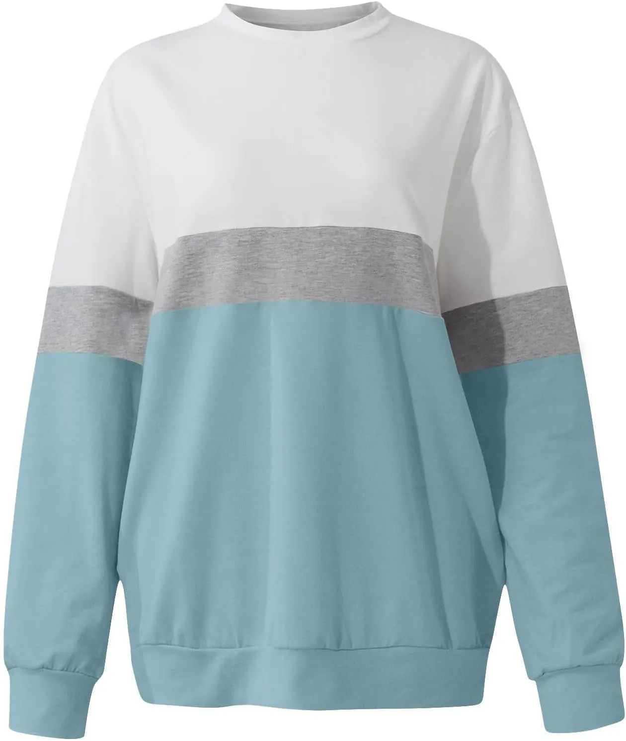 Womens Tops Long Sleeve 2024 Casual Crew Neck Solid Color Pullover Knit Cotton Plus Size Comfy Soft Outfits Teens