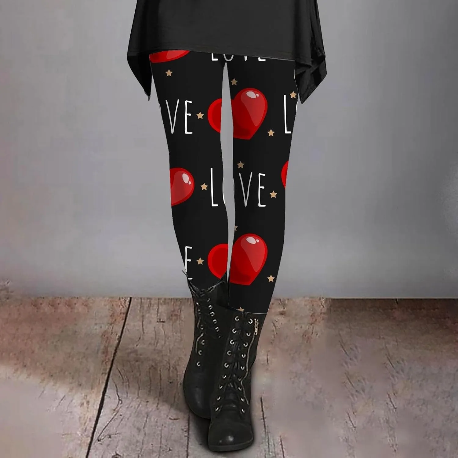 Women's Valentine's Day Yoga Pants Women's Autumn and Winter Leggings Artistic Splash Printed Workout Leggings for