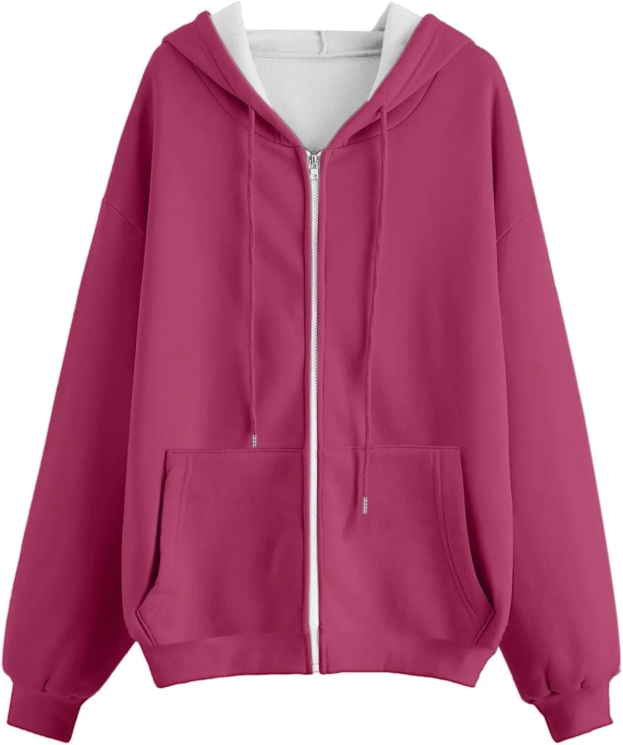Womens Zip Up Hoodies Long Sleeve Fall Oversized Sweatshirts Fleece Y2K Jacket 2024 Fashion Clothes
