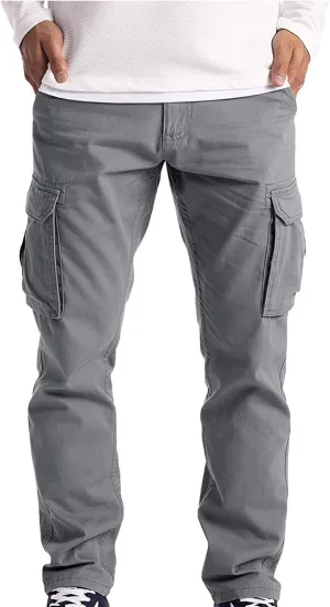 WUAI Men's Casual Military Combat Work Cargo Pants Slim Fit Lightweight Outdoors Jogger Chino Hiking Mountain Sweatpant