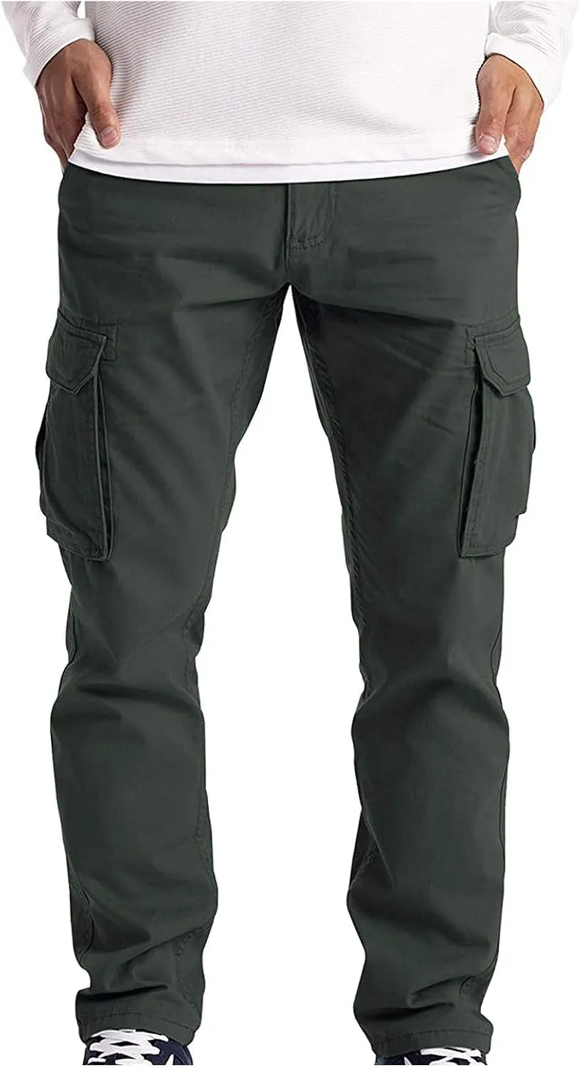 WUAI Men's Casual Military Combat Work Cargo Pants Slim Fit Lightweight Outdoors Jogger Chino Hiking Mountain Sweatpant