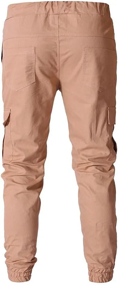 WUAI Mens Hiking Cargo Pants Slim Fit Stretch Outdoors Jogger Sweatpants Casual Elastic Waist Chino Lounge Trousers
