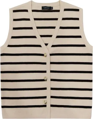 YAMANMAN Sweater Vest for Women Striped Knit Cropped Tank Tops Sleeveless Button Up Cardigan Sweater Vests 2024 Fashion