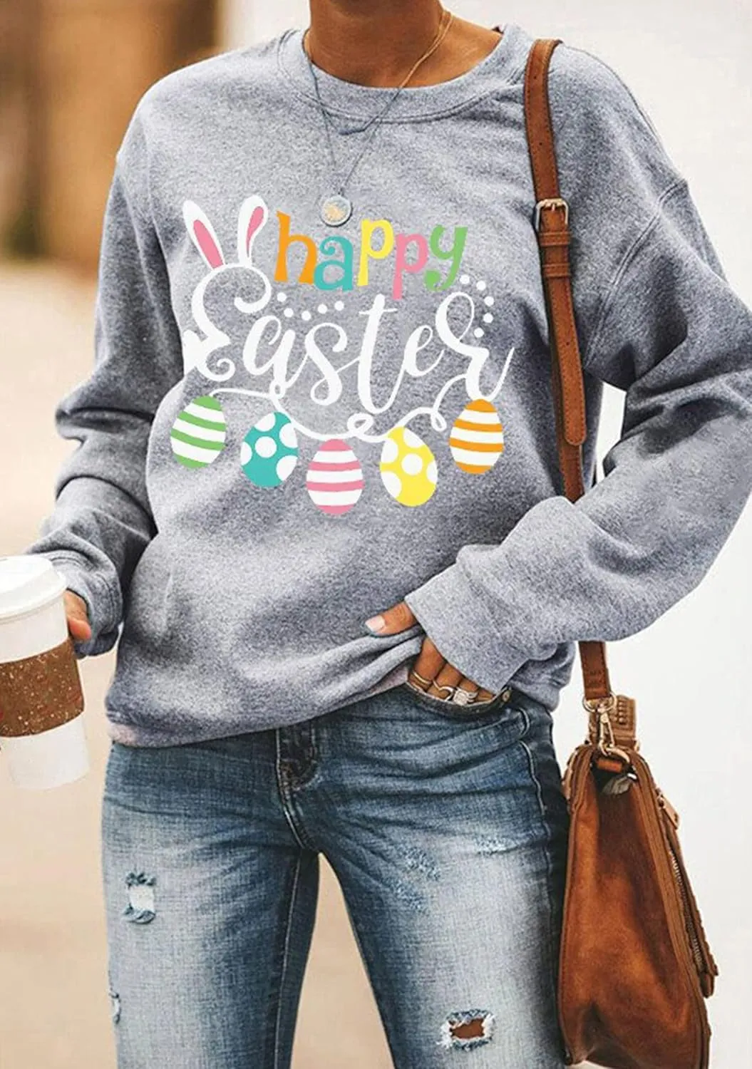 YMING Women's St. Patricks Day Loose Fit Sweatshirt Irish Clover Print Long Sleeve Pullover Shamrock Round Neck Shirt Tops