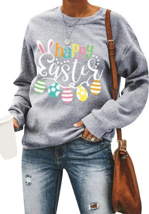 YMING Women's St. Patricks Day Loose Fit Sweatshirt Irish Clover Print Long Sleeve Pullover Shamrock Round Neck Shirt Tops