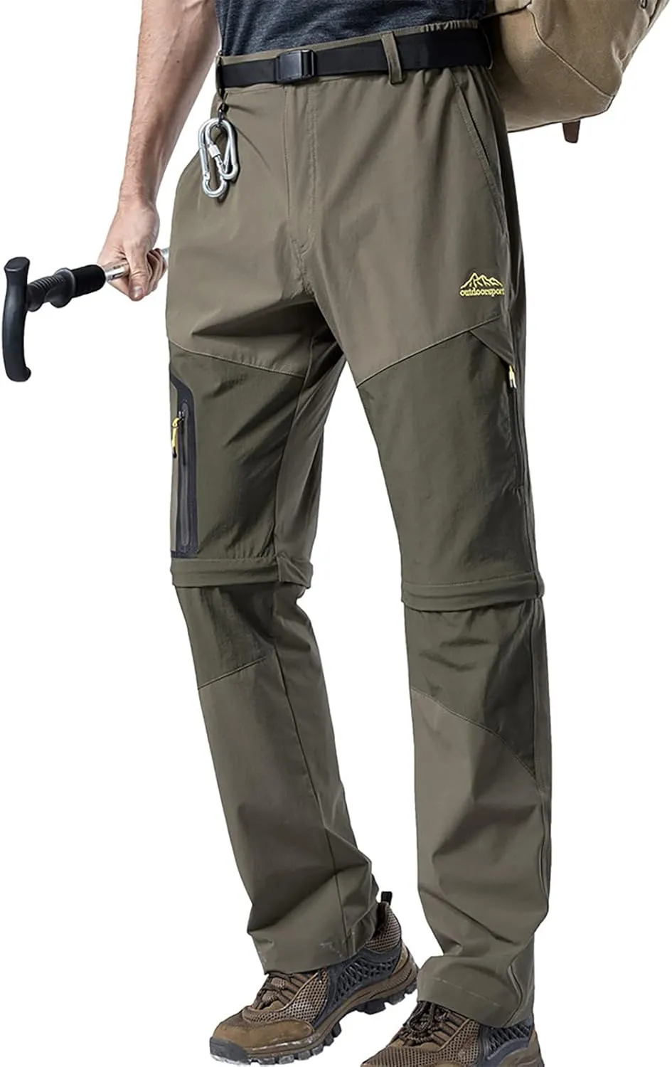 Ymosrh Khaki Jeans for Men are Thickened with Velvet, Outdoor Mountaineering, Multi Pocket Long Pants Mens Stretch
