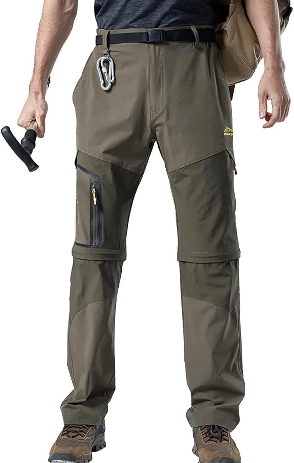 Ymosrh Khaki Jeans for Men are Thickened with Velvet, Outdoor Mountaineering, Multi Pocket Long Pants Mens Stretch