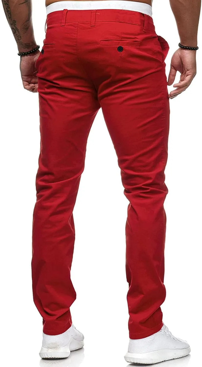 ZHUER Mens Casual Pants Slim Fit Flat-Front Skinny Dress Pants Full Length Mid Waist Stretch Chino Pants Work Sport Trousers