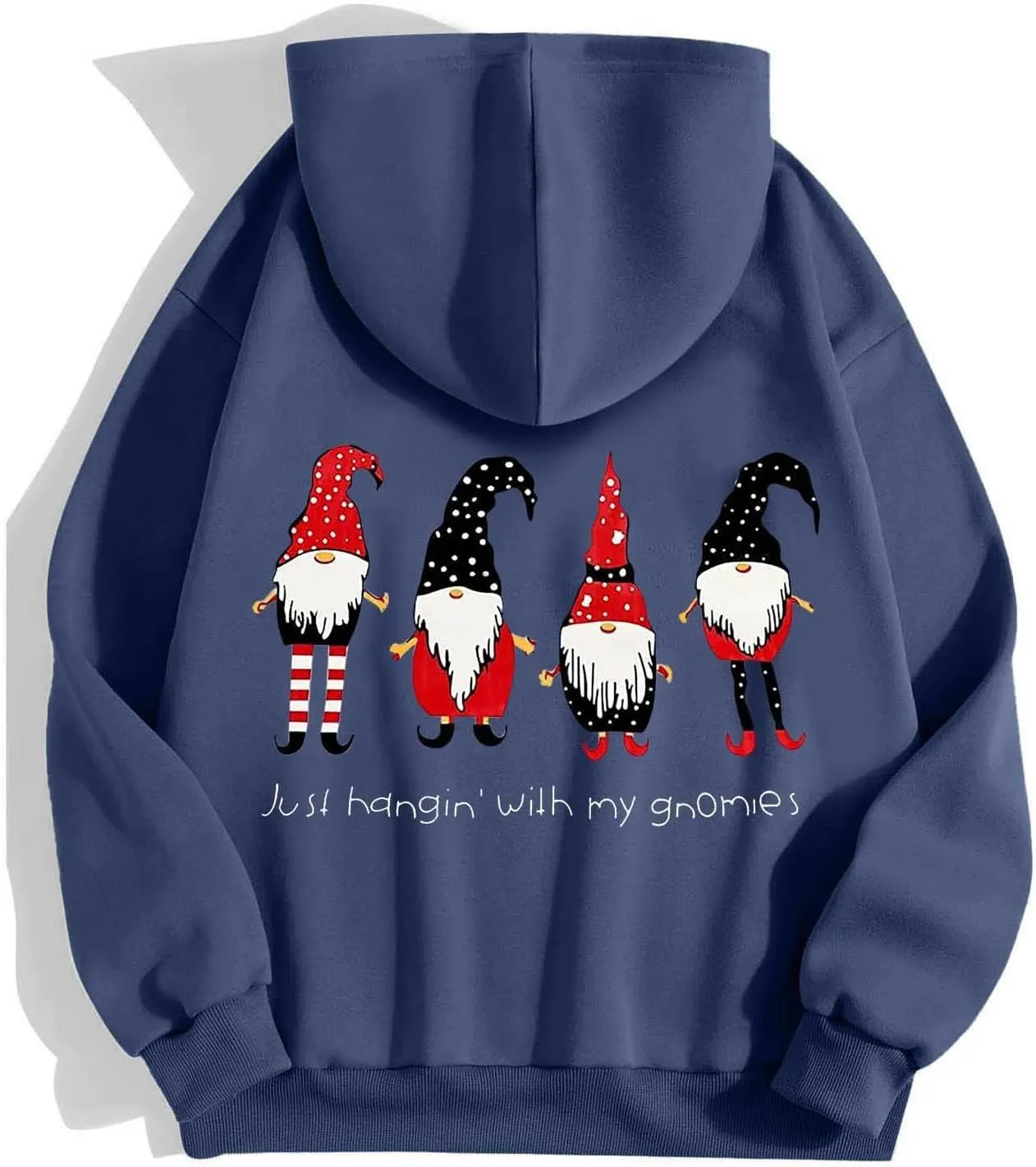 Zip Up Hoodie Women Oversized Christmas Santa Long Sleeve Crewneck Jacket Drawstring Hoodies with Pockets