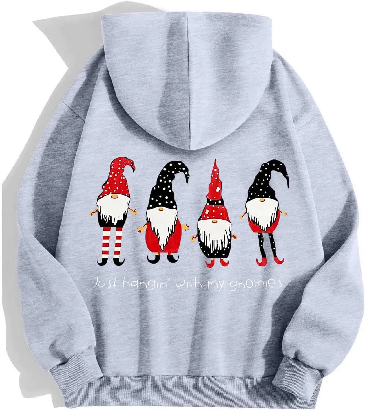 Zip Up Hoodie Women Oversized Christmas Santa Long Sleeve Crewneck Jacket Drawstring Hoodies with Pockets