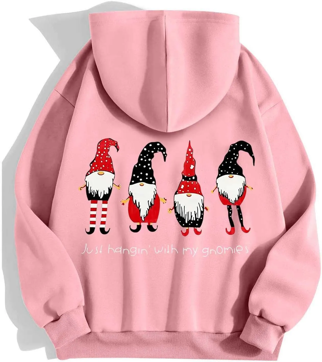 Zip Up Hoodie Women Oversized Christmas Santa Long Sleeve Crewneck Jacket Drawstring Hoodies with Pockets