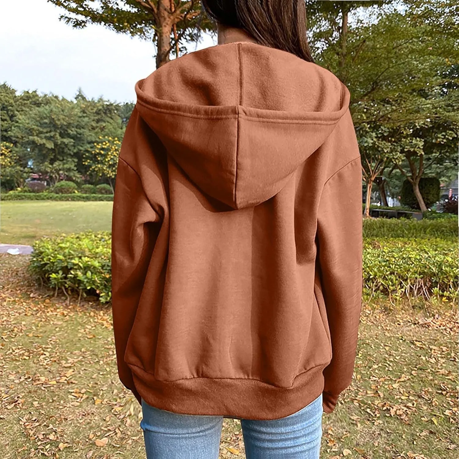 Zip Up Hoodie Women Oversized Cute Lightweight Jackets Trendy Hooded Sweatshirt Workout Fall Jacket with Pockets