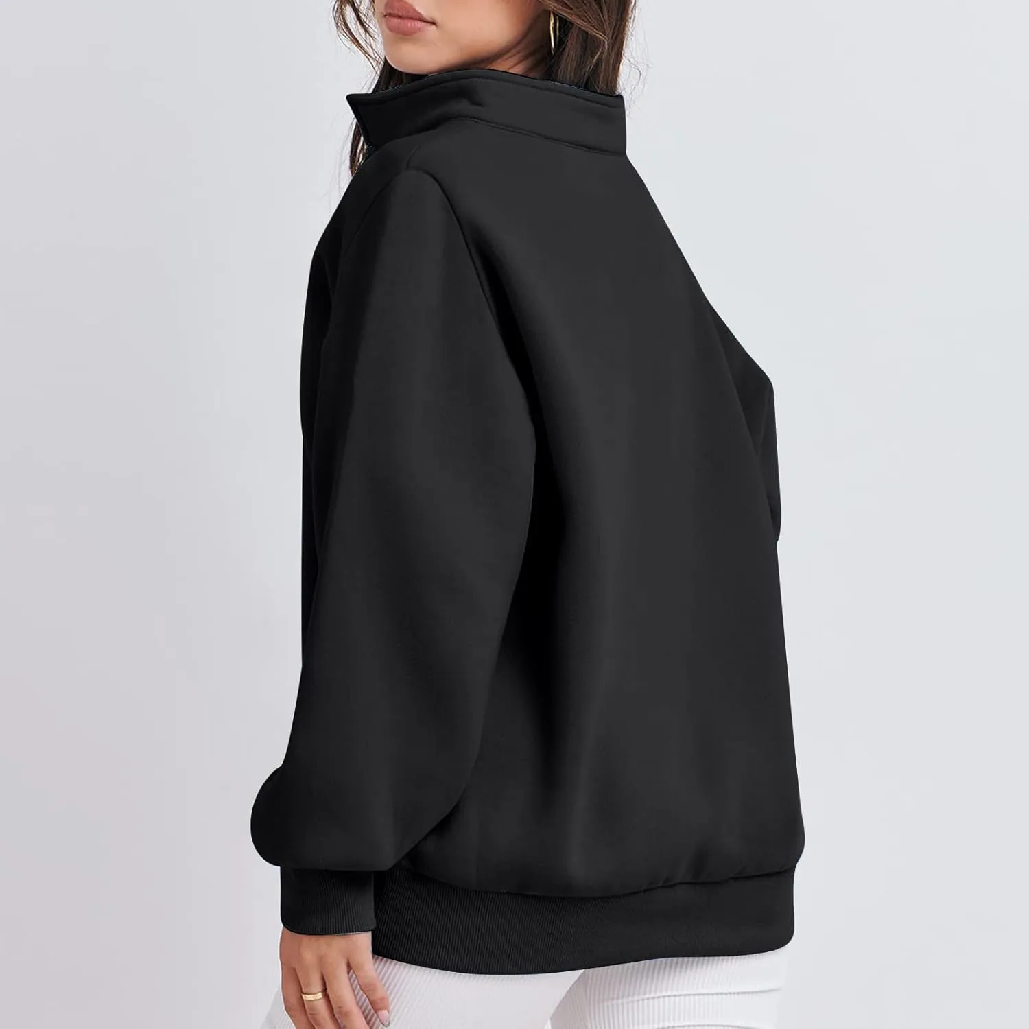 Zip Up Hoodies For Women Oversized Long Sleeve Crop Sweatshirt Quarter Zip Pullover Tops Fall Fashion Clothes 2023