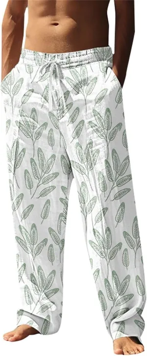 ZYXTIM Hawaiian Beach Summer Pants for Men Cute Graphic Straight Leg Fashion Travel Casual Trousers Loose Comfy Loungewear