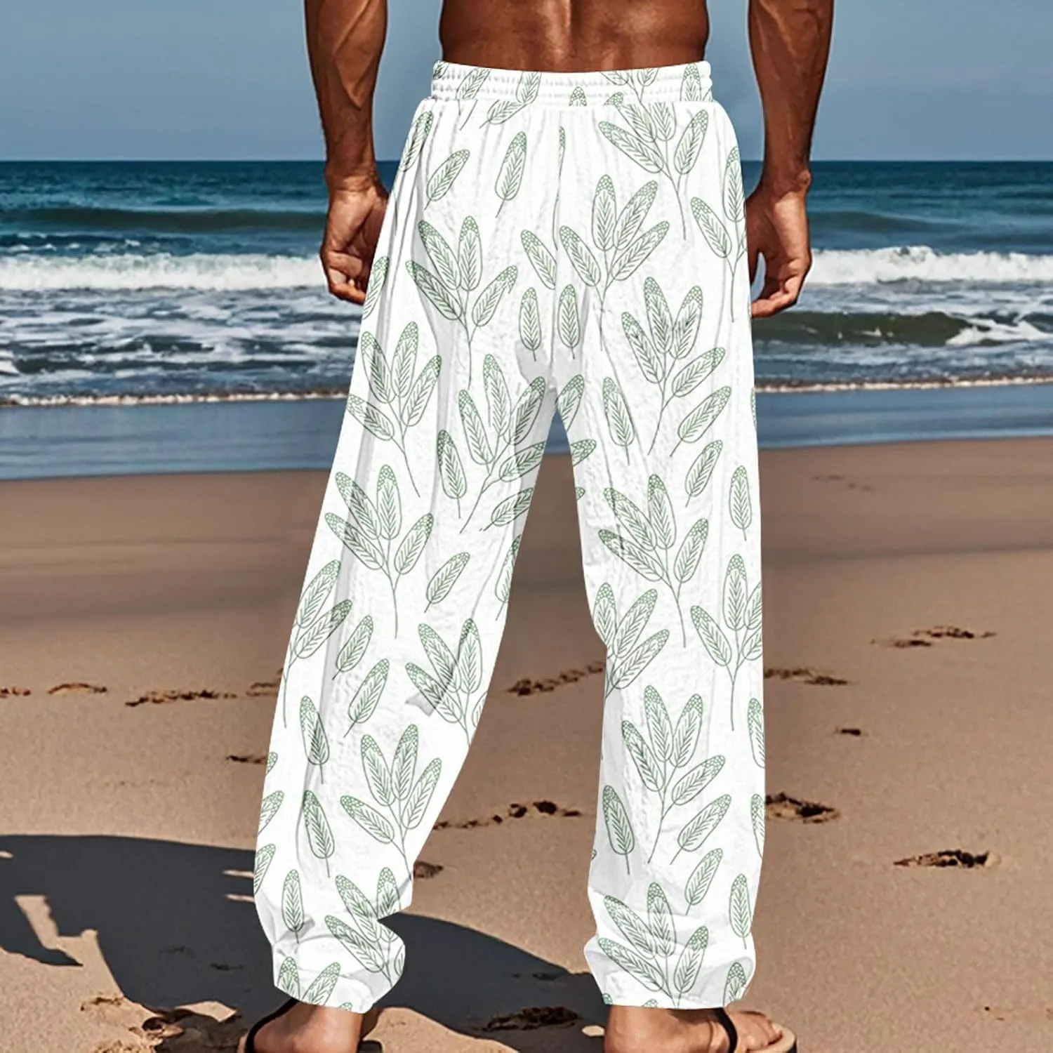 ZYXTIM Hawaiian Beach Summer Pants for Men Cute Graphic Straight Leg Fashion Travel Casual Trousers Loose Comfy Loungewear