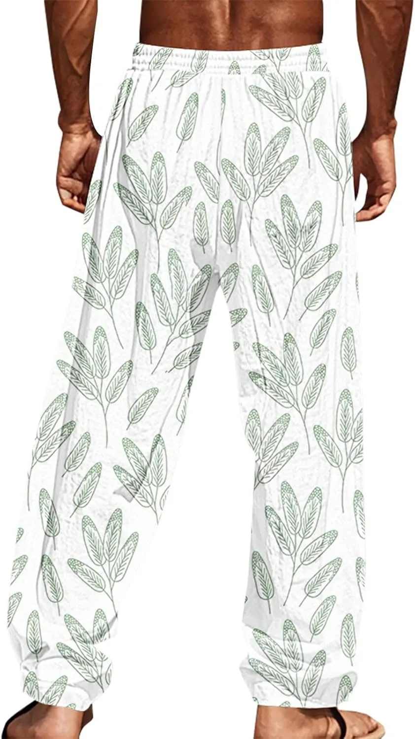 ZYXTIM Hawaiian Beach Summer Pants for Men Cute Graphic Straight Leg Fashion Travel Casual Trousers Loose Comfy Loungewear